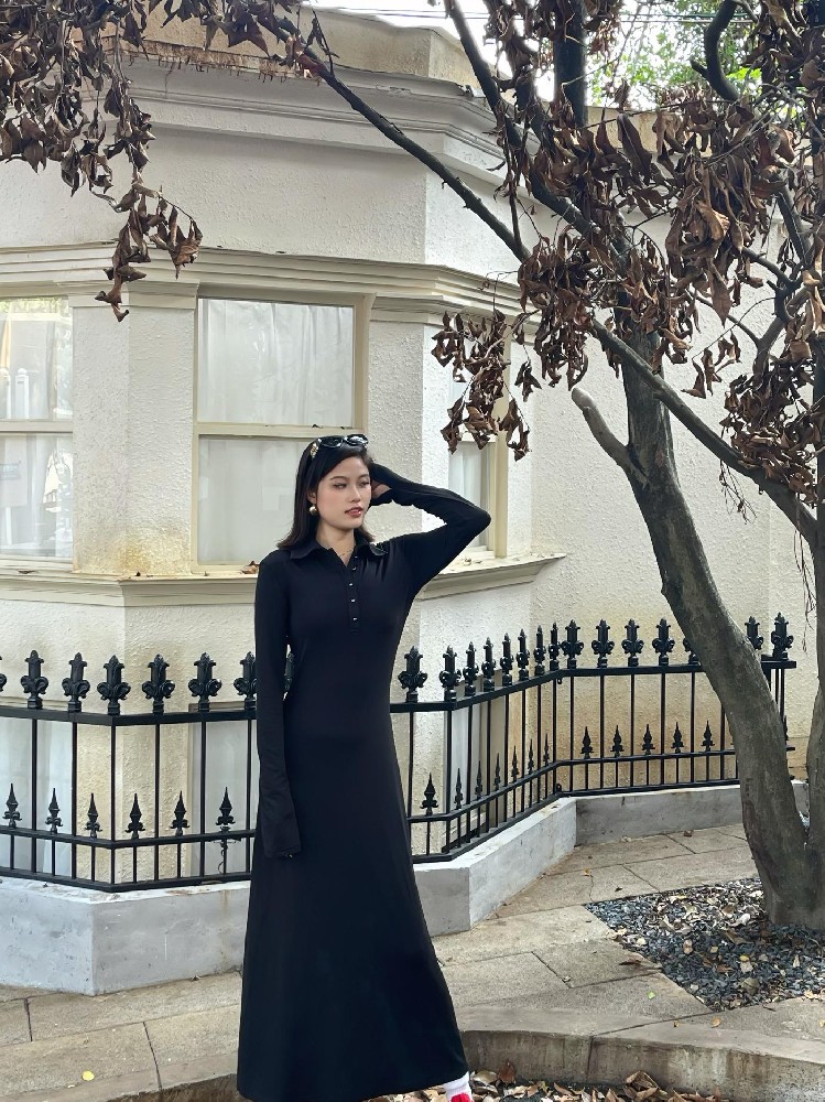 早秋长袖打底长裙