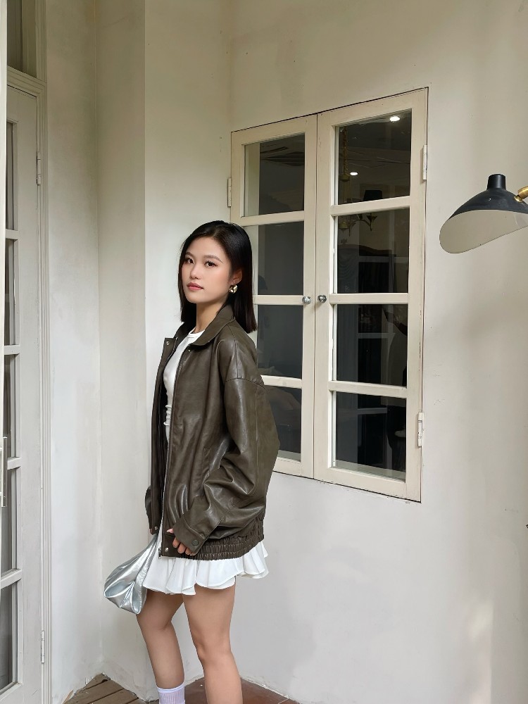 显瘦机车夹克外套